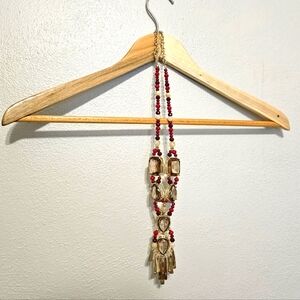 Chico's Gold and Red Beaded Necklace